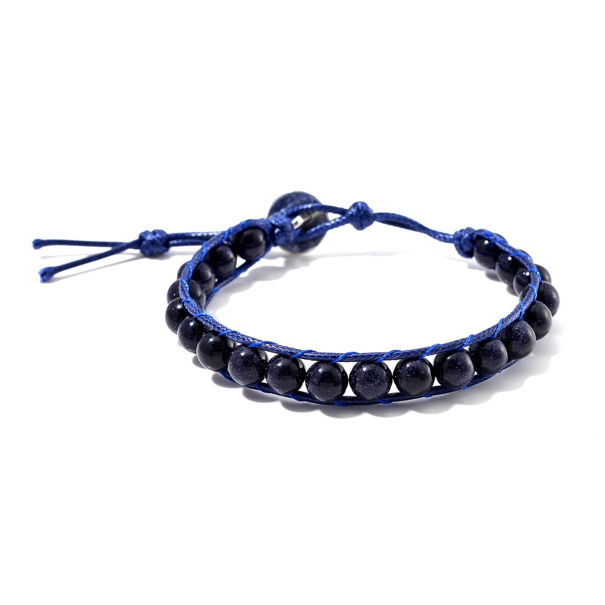 Blue Sandstone 220.00 ctw Choker Necklace 16.5-20.5Inches and Stretch Bracelet in Rope Cord and Silvertone image number 5
