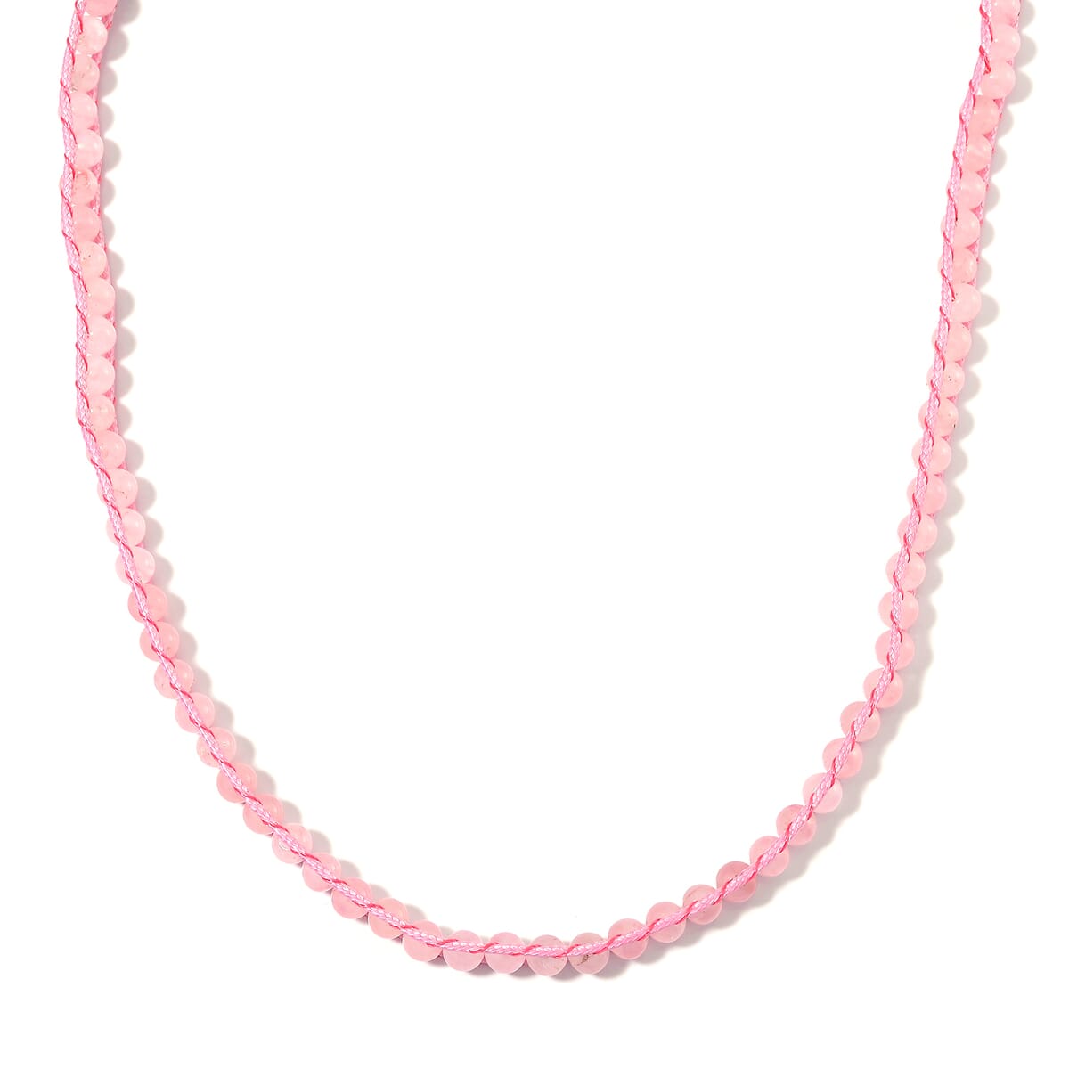 Galilea Rose Quartz 220.00 ctw Choker Necklace 16.5-20.5Inches and Stretch Bracelet in Rope Cord and Silvertone image number 2