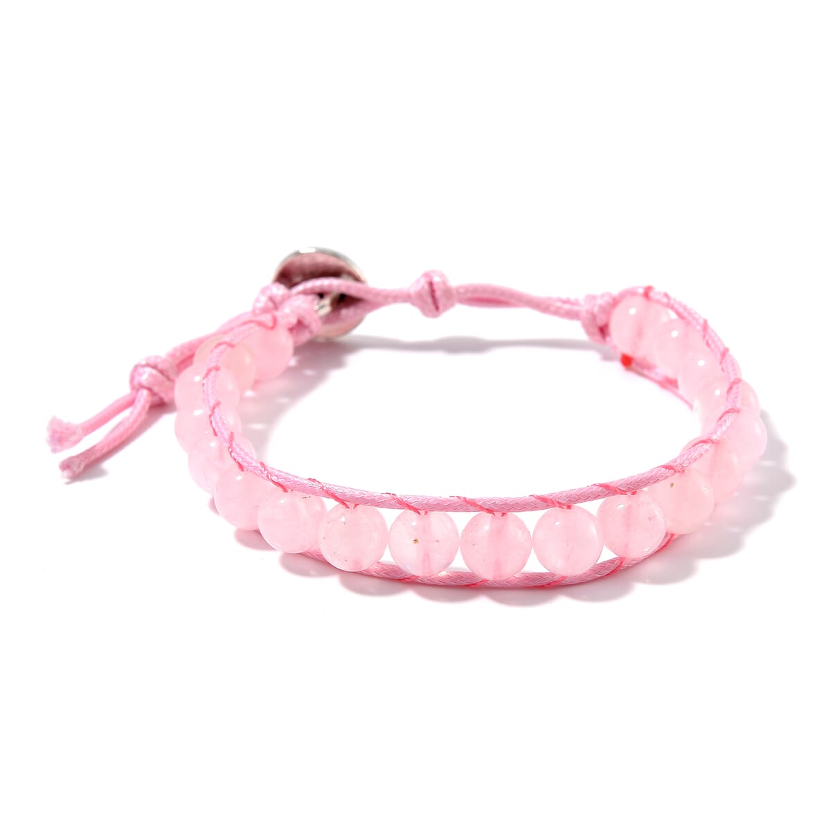 Galilea Rose Quartz 220.00 ctw Choker Necklace 16.5-20.5Inches and Stretch Bracelet in Rope Cord and Silvertone image number 5
