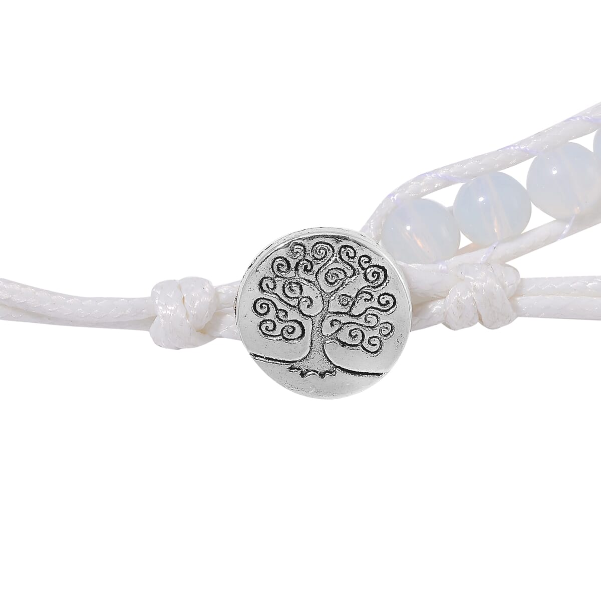 Opalite 220.00 ctw Choker Necklace 16.5-20.5Inches and Stretch Bracelet in Rope Cord and Silvertone image number 4