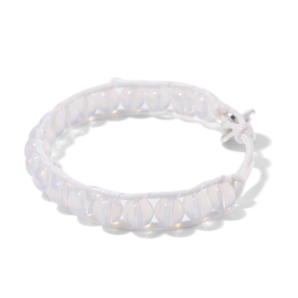 Opalite 220.00 ctw Choker Necklace 16.5-20.5Inches and Stretch Bracelet in Rope Cord and Silvertone image number 6