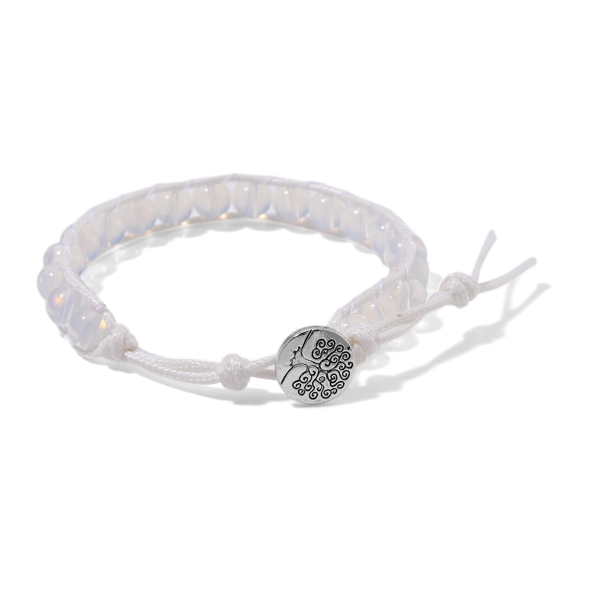 Opalite 220.00 ctw Choker Necklace 16.5-20.5Inches and Stretch Bracelet in Rope Cord and Silvertone image number 7