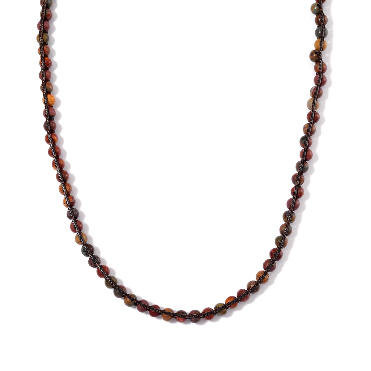 Picasso Jasper 220.00 ctw Choker Necklace 16.5-20.5Inches and Stretch Bracelet in Rope Cord and Silvertone image number 2