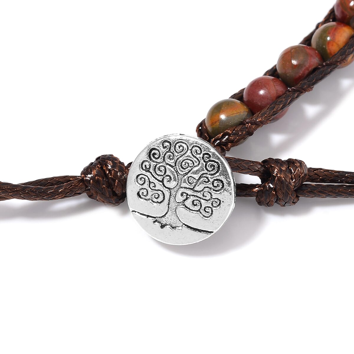 Picasso Jasper 220.00 ctw Choker Necklace 16.5-20.5Inches and Stretch Bracelet in Rope Cord and Silvertone image number 4