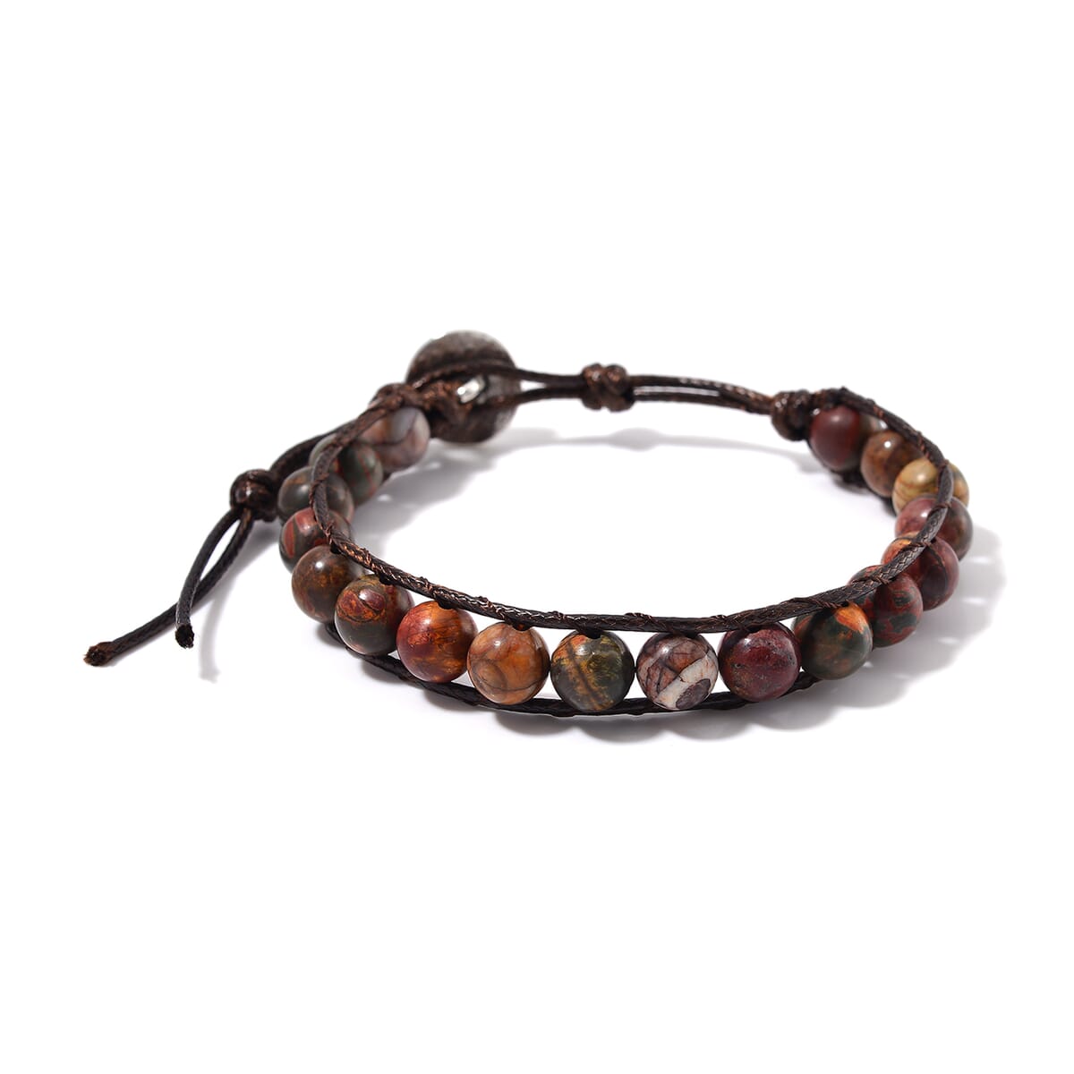 Picasso Jasper 220.00 ctw Choker Necklace 16.5-20.5Inches and Stretch Bracelet in Rope Cord and Silvertone image number 5