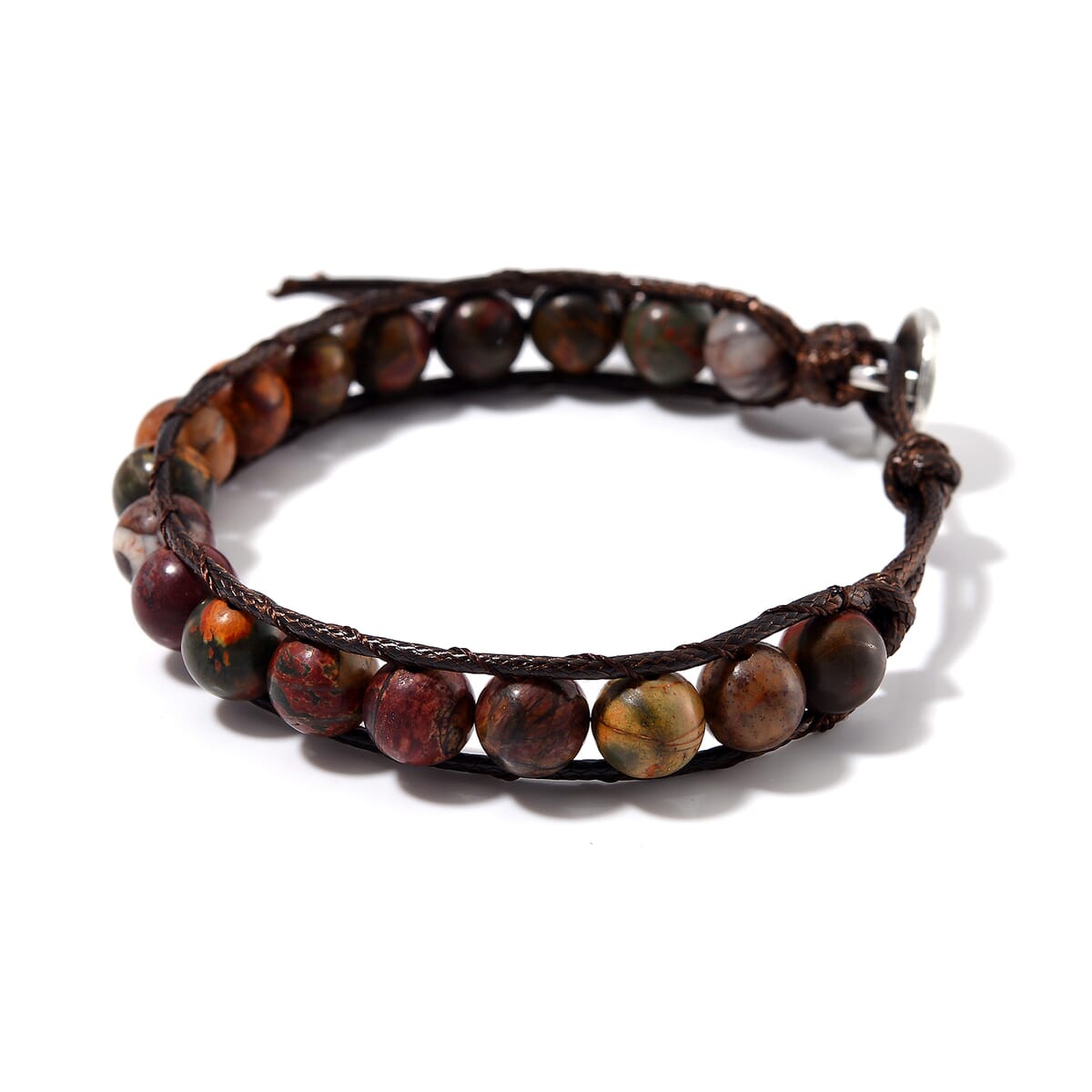 Picasso Jasper 220.00 ctw Choker Necklace 16.5-20.5Inches and Stretch Bracelet in Rope Cord and Silvertone image number 6