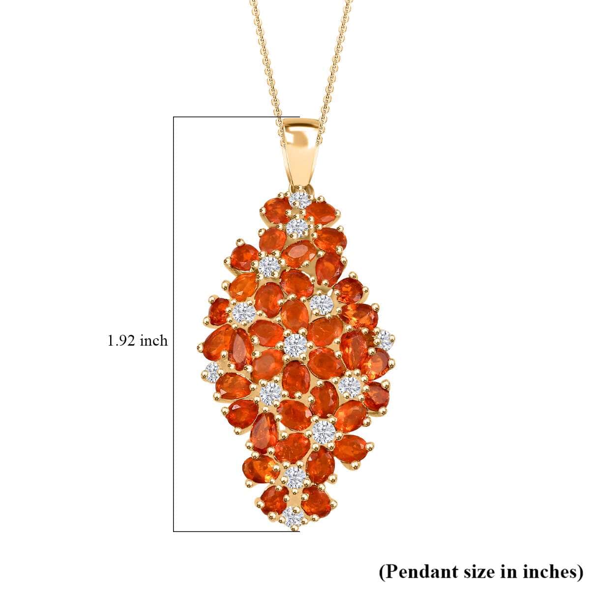 AAA Buriti Fire Opal and Moissanite 4.65 ctw Bunch of Flower Pendant Necklace in 18K Vermeil Yellow Gold Over Sterling Silver 20 Inches image number 5