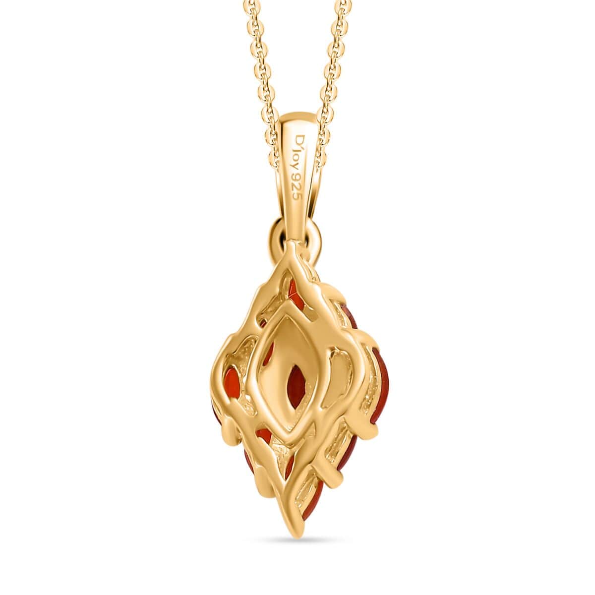 AAA Buriti Fire Opal 0.50 ctw Flame Cluster Pendant Necklace in 18K Vermeil Yellow Gold Over Sterling Silver 20 Inches image number 4