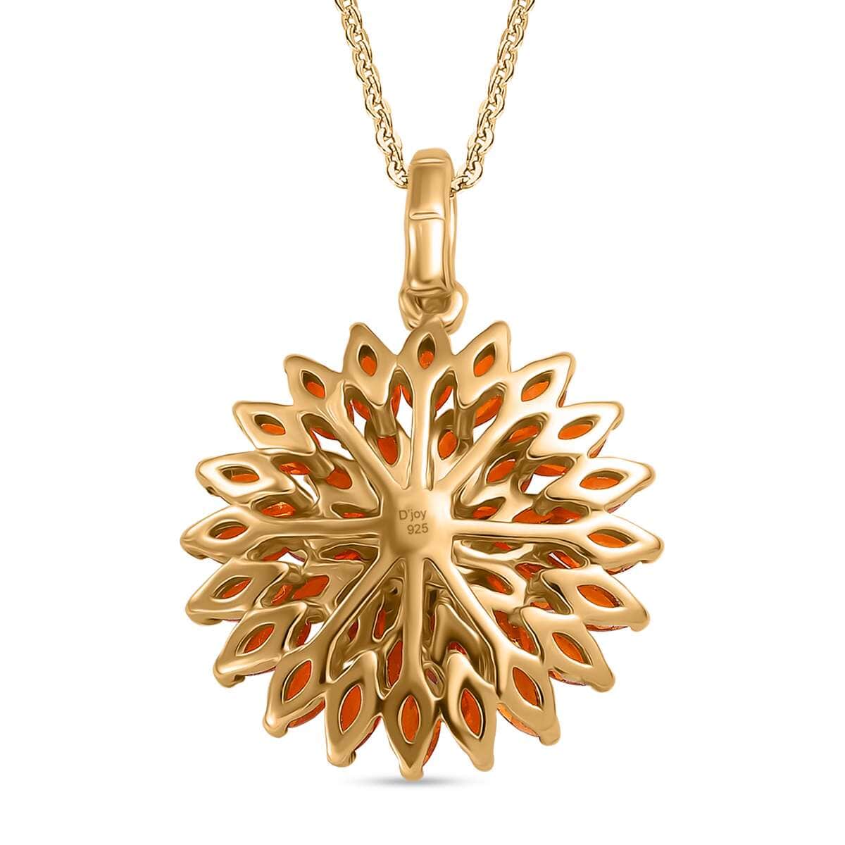 AAA Buriti Fire Opal 2.25 ctw Dahlia Flower Pendant Necklace in 18K Vermeil Yellow Gold Over Sterling Silver 20 Inches image number 4