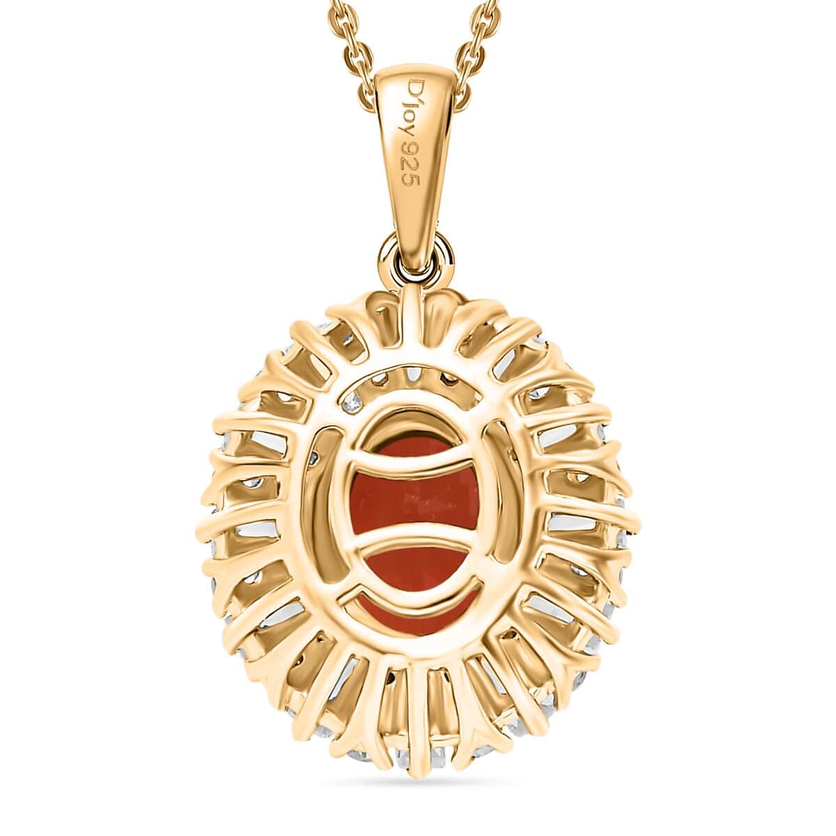 AAA Buriti Fire Opal and Moissanite 1.60 ctw Radiant Sunset Pendant Necklace in 18K Vermeil Yellow Gold Over Sterling Silver 20 Inches image number 4