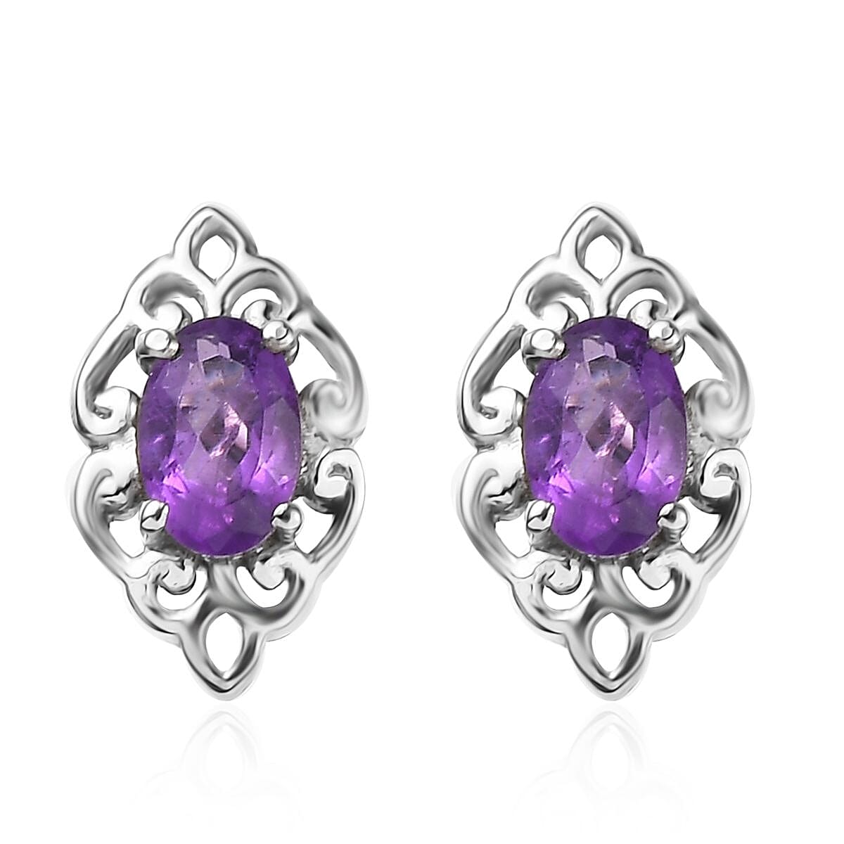 Multi Gemstone 3.60 ctw Stud Earrings and Cross Pendant Necklace 20 Inches in Stainless Steel image number 6