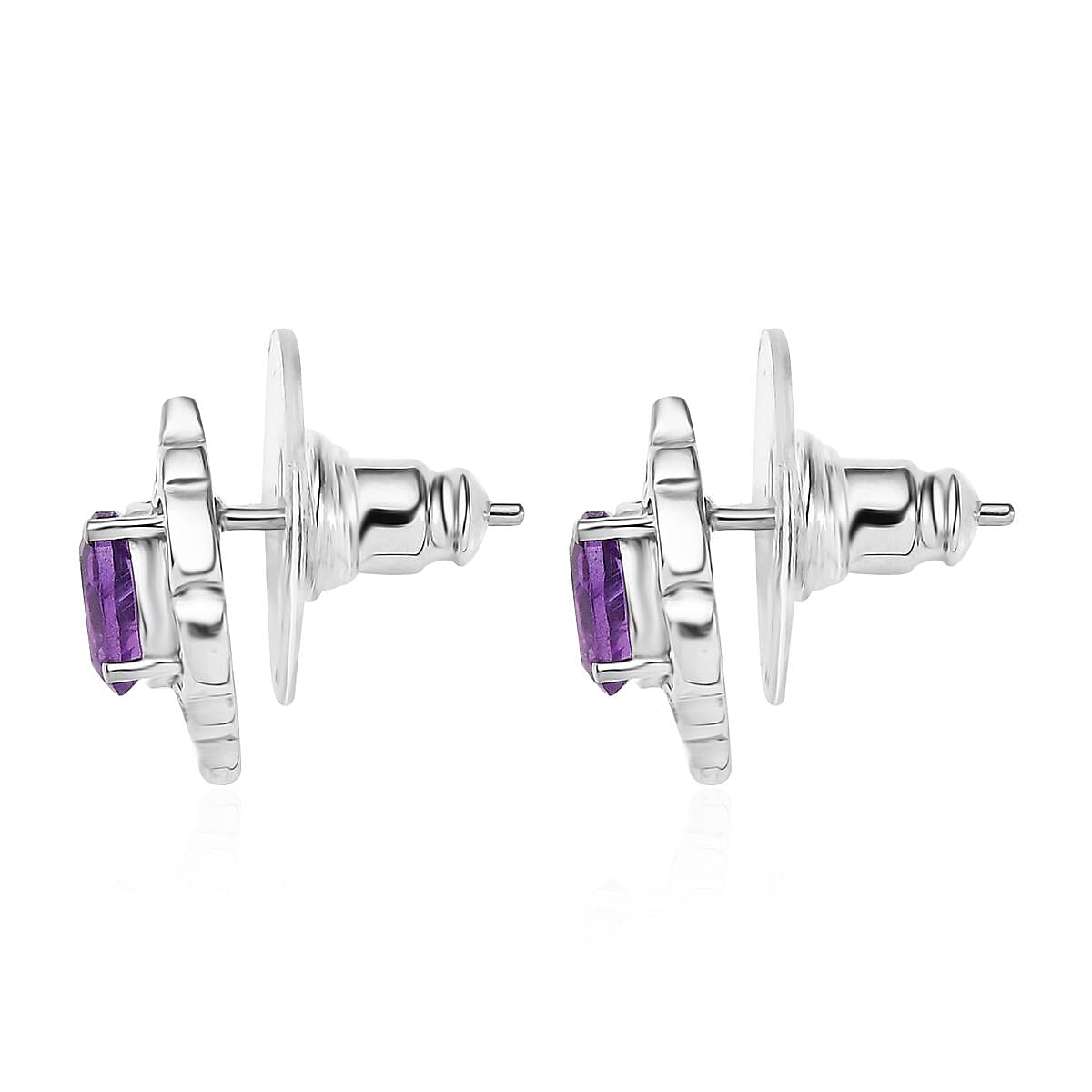 Multi Gemstone 3.60 ctw Stud Earrings and Cross Pendant Necklace 20 Inches in Stainless Steel image number 7