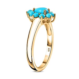 AA Sleeping Beauty Turquoise 1.42 ctw Solitaire Pendant and Ring (Size 11.5) in 14K YG Over Sterling Silver