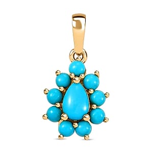 AA Sleeping Beauty Turquoise 1.42 ctw Solitaire Pendant and Ring (Size 11.5) in 14K YG Over Sterling Silver
