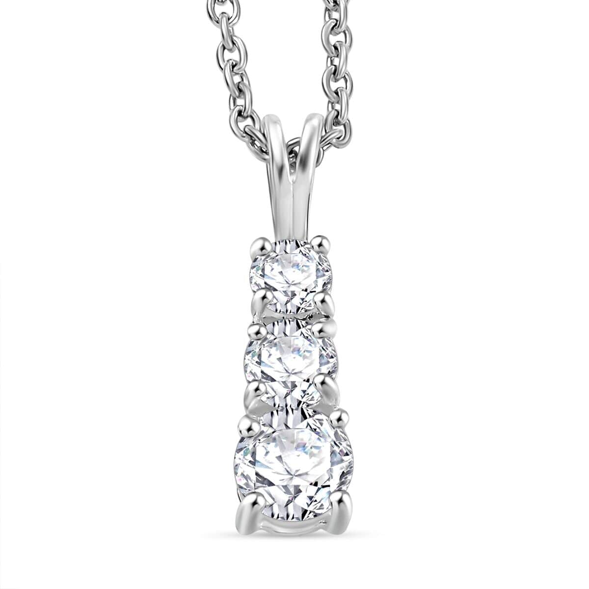 Lab Created White Sapphire 1.20 ctw Pendant in Sterling Silver with Stainless Steel Necklace (20 Inches) image number 0