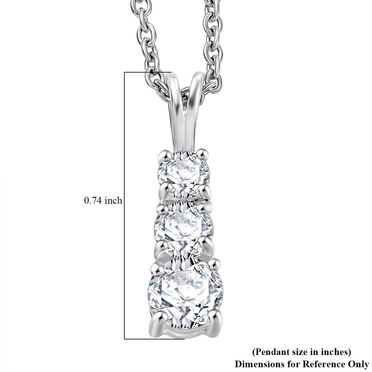 Lab Created White Sapphire 1.20 ctw Pendant in Sterling Silver with Stainless Steel Necklace (20 Inches) image number 6