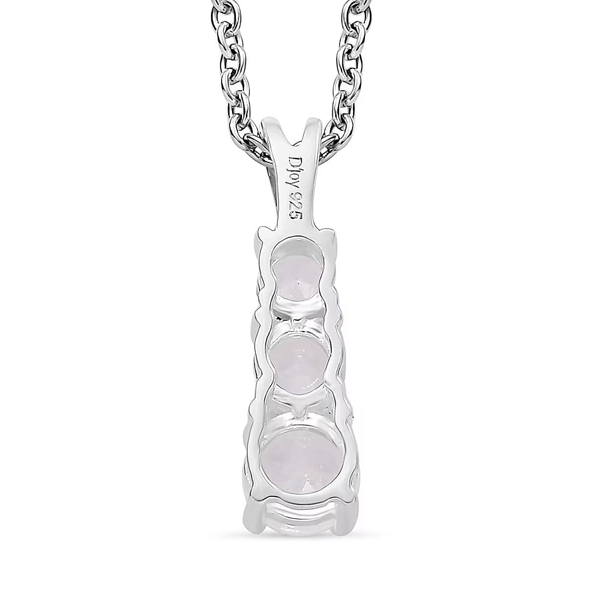 D'Joy Lab Created White Sapphire 1.20 ctw Trinity Pendant in Sterling Silver with Stainless Steel Necklace 20 Inches image number 7