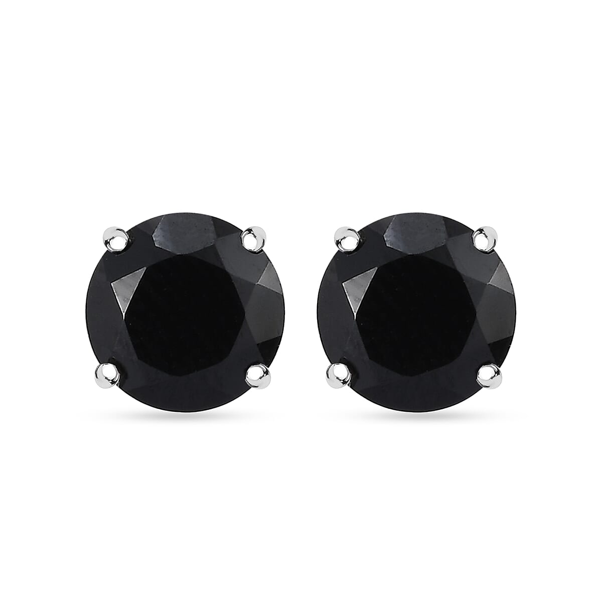Karis Thai Black Spinel 38.10 ctw Solitaire Stud Earrings and Bracelet (6.50In) in Platinum Bond