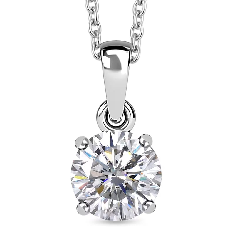 J Francis Embellished with Zirconia by Swarovski 3.50 ctw Pendant in Sterling Silver with Stainless Steel Necklace 20 Inches