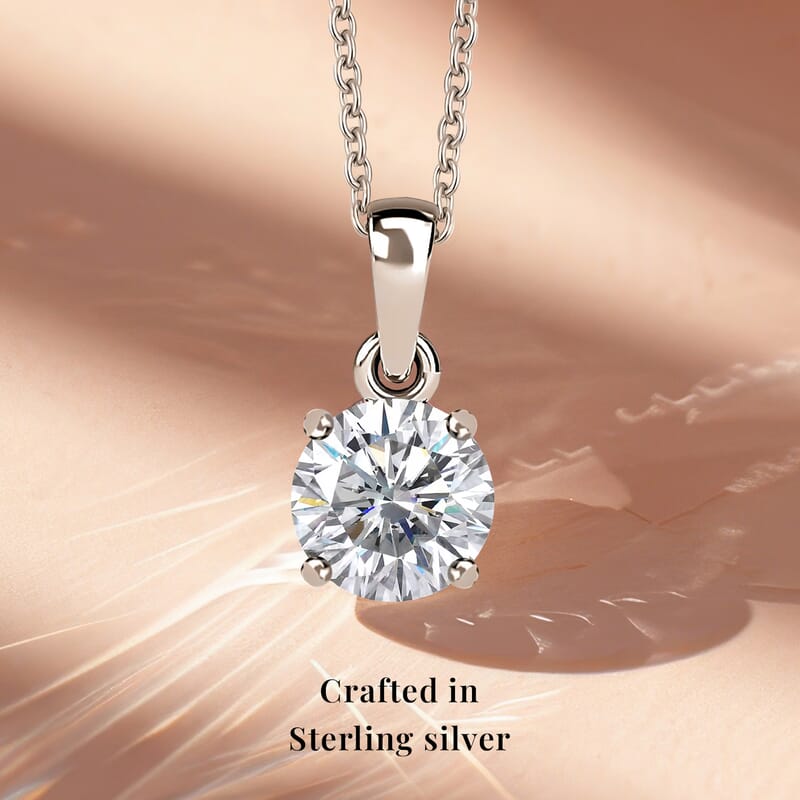 J Francis Embellished with Zirconia by Swarovski 3.50 ctw Pendant in Sterling Silver with Stainless Steel Necklace 20 Inches