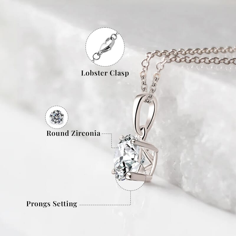 J Francis Embellished with Zirconia by Swarovski 3.50 ctw Pendant in Sterling Silver with Stainless Steel Necklace 20 Inches