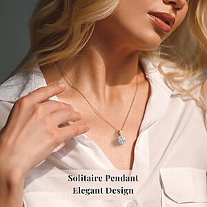 J Francis Embellished with Zirconia by Swarovski 3.50 ctw Pendant in 18K Vermeil YG Over Sterling Silver with ION Plated YG Stainless Steel Necklace (20 Inches)