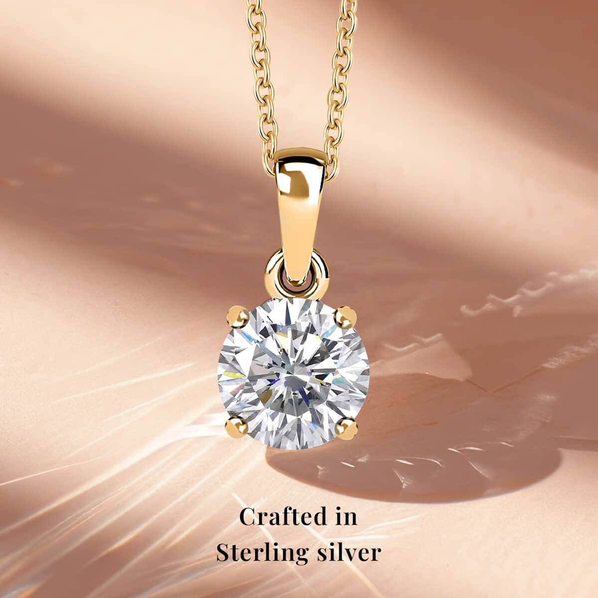 J Francis Embellished with Zirconia by Swarovski 3.50 ctw Pendant in 18K Vermeil YG Over Sterling Silver with ION Plated YG Stainless Steel Necklace (20 Inches) image number 3