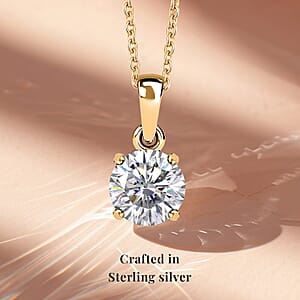J Francis Embellished with Zirconia by Swarovski 3.50 ctw Pendant in 18K Vermeil YG Over Sterling Silver with ION Plated YG Stainless Steel Necklace (20 Inches)