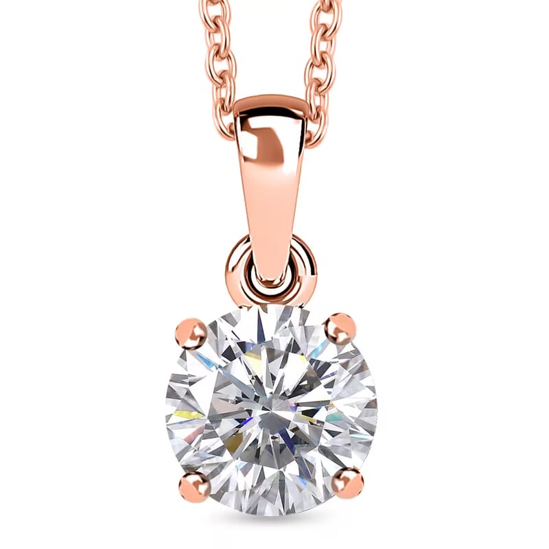 J Francis Embellished with Zirconia by Swarovski 3.50 ctw Pendant in 18K Vermeil RG Over Sterling Silver with ION Plated RG Stainless Steel Necklace 20 Inches
