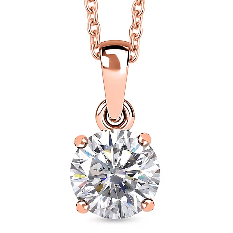 J Francis Embellished with Zirconia by Swarovski 3.50 ctw Pendant in 18K Vermeil RG Over Sterling Silver with ION Plated RG Stainless Steel Necklace 20 Inches
