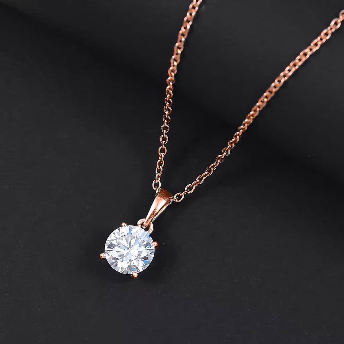 J Francis Embellished with Zirconia by Swarovski 3.50 ctw Pendant in 18K Vermeil RG Over Sterling Silver with ION Plated RG Stainless Steel Necklace 20 Inches image number 1