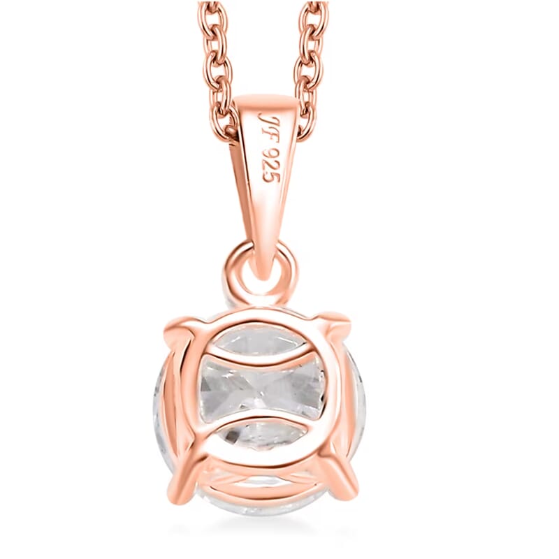 J Francis Embellished with Zirconia by Swarovski 3.50 ctw Pendant in 18K Vermeil RG Over Sterling Silver with ION Plated RG Stainless Steel Necklace 20 Inches
