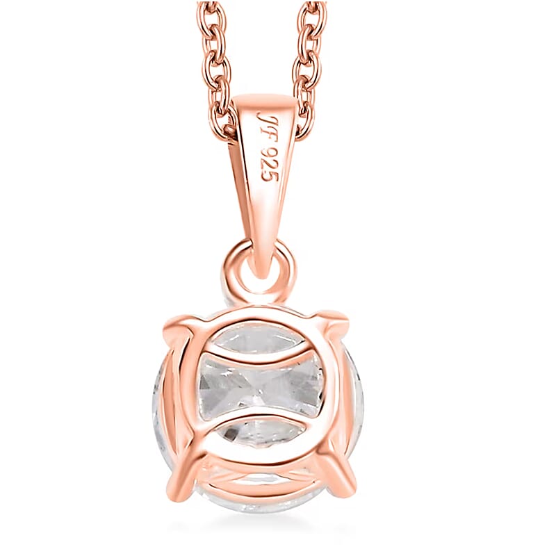 J Francis Embellished with Zirconia by Swarovski 3.50 ctw Pendant in 18K Vermeil RG Over Sterling Silver with ION Plated RG Stainless Steel Necklace 20 Inches
