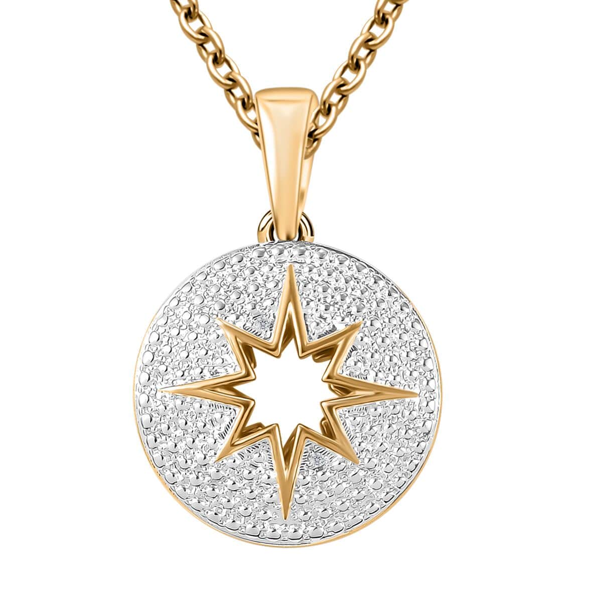 Karis White Diamond Accent Pendant in 18K YG Plated with ION Plated YG Stainless Steel Necklace 20 Inches image number 0