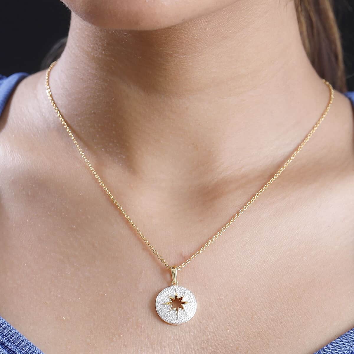 Karis White Diamond Accent Pendant in 18K YG Plated with ION Plated YG Stainless Steel Necklace 20 Inches image number 2