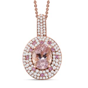 Pink Morganite and Multi Gemstone 3.00 ctw Pendant Necklace in 18K Vermeil Rose Gold Over Sterling Silver 20 Inches