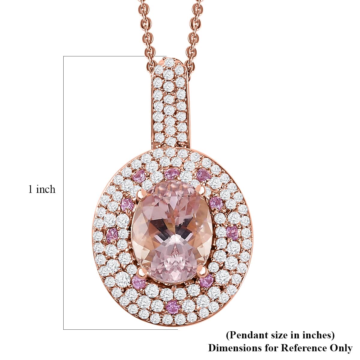 Pink Morganite and Multi Gemstone 3.00 ctw Pendant Necklace in 18K Vermeil Rose Gold Over Sterling Silver 20 Inches image number 6