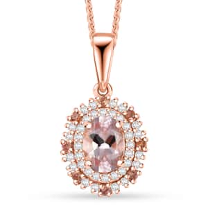 Pink Morganite and Multi Gemstone 1.50 ctw Pendant Necklace in 18K Vermeil Rose Gold Over Sterling Silver 20 Inches