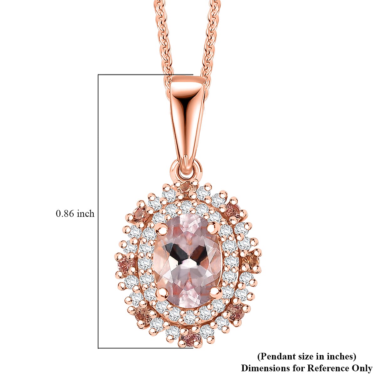 Pink Morganite and Multi Gemstone 1.50 ctw Pendant Necklace in 18K Vermeil Rose Gold Over Sterling Silver 20 Inches