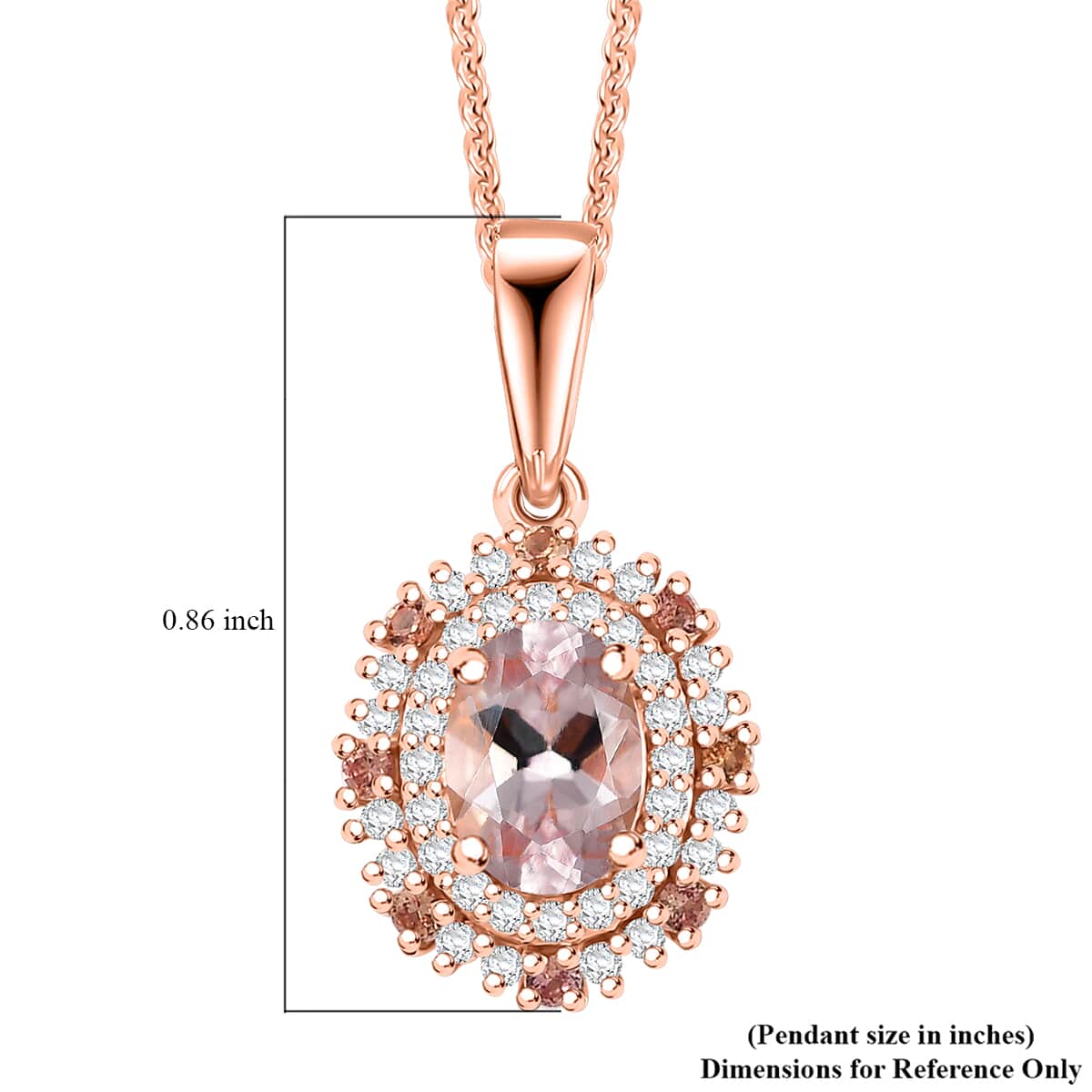 Pink Morganite and Multi Gemstone 1.50 ctw Pendant Necklace in 18K Vermeil Rose Gold Over Sterling Silver 20 Inches image number 6