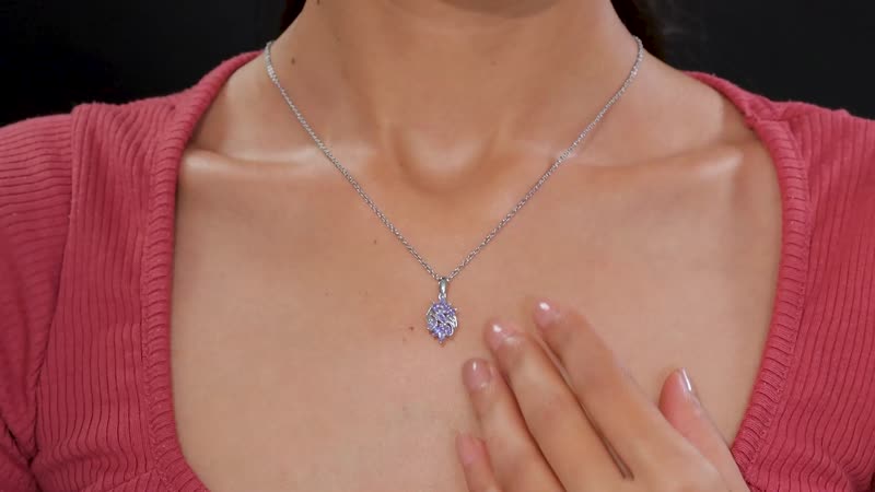 Tanzanite Floral Ring (Size 5.0), Pendant in Rhodium Over Sterling Silver with Stainless Steel Necklace (20 Inches) 1.40 ctw