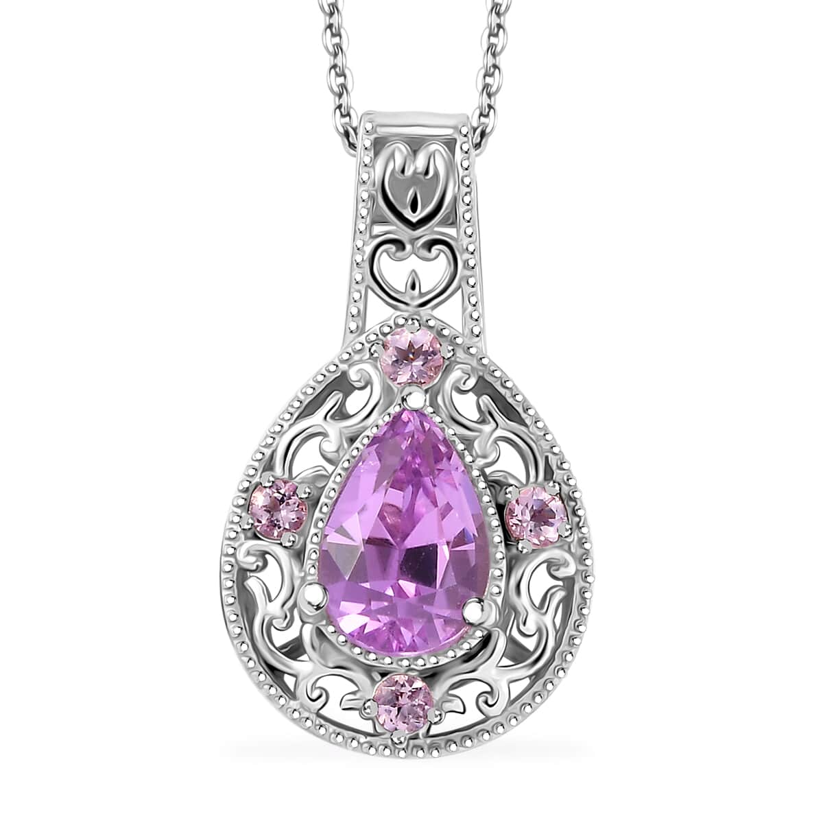 Patroke Kunzite and Narsipatnam Pink Spinel 3.85 ctw Blush Radiance Pendant Necklace in Vermeil RG and Rhodium Over Sterling Silver 20 Inches image number 0