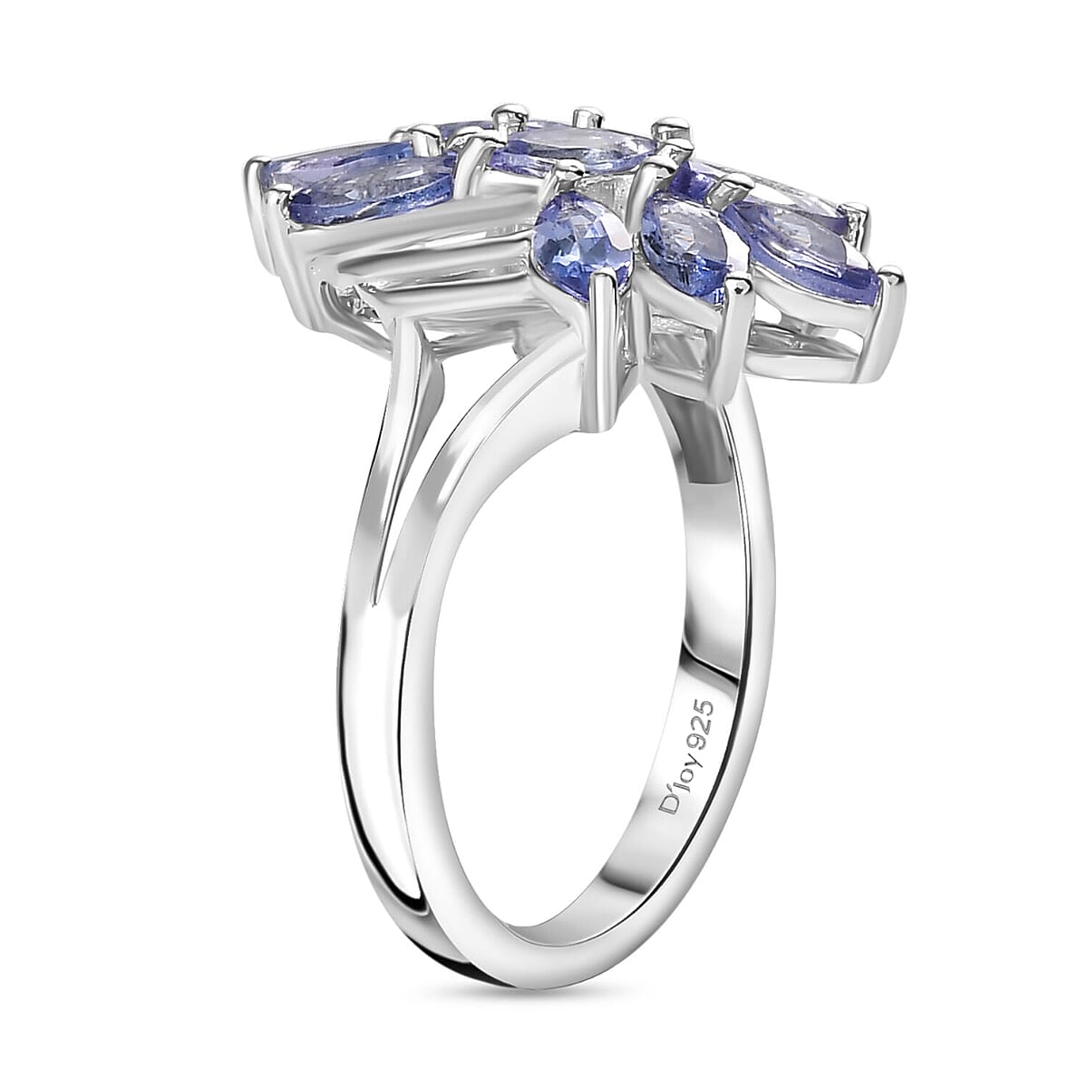 Tanzanite 1.40 ctw Floral Ring (Size 6.0) and Pendant in Rhodium Over Sterling Silver with Stainless Steel Necklace 20 Inches image number 4