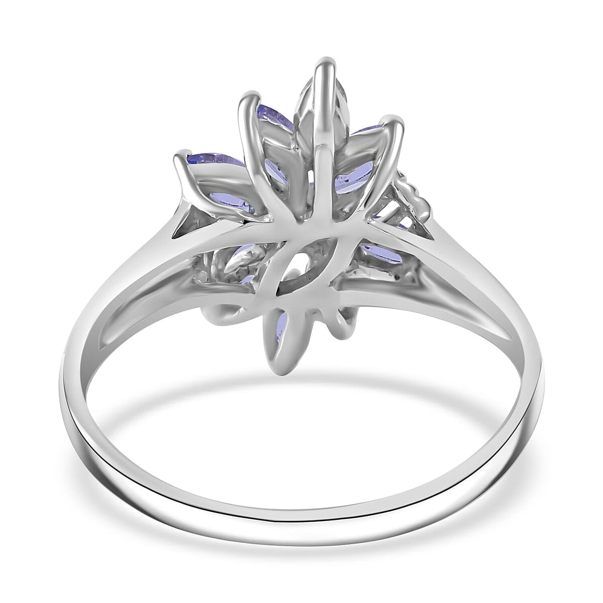 Tanzanite 1.40 ctw Floral Ring (Size 6.0) and Pendant in Rhodium Over Sterling Silver with Stainless Steel Necklace 20 Inches image number 5