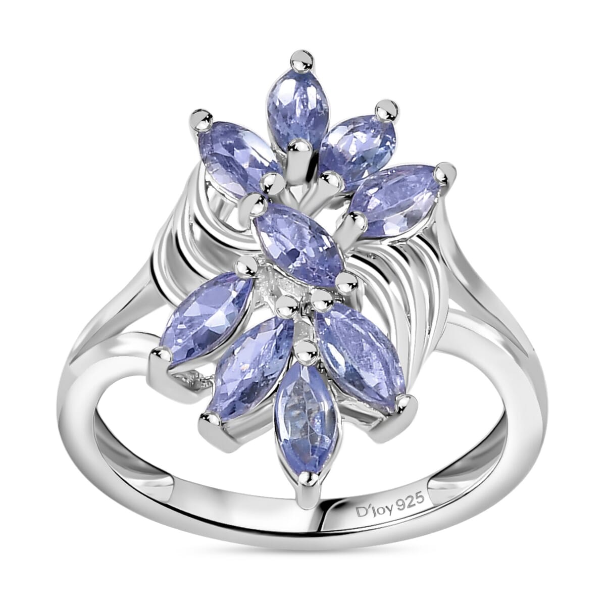 Tanzanite 1.40 ctw Floral Ring (Size 8.0) and Pendant in Rhodium Over Sterling Silver with Stainless Steel Necklace 20 Inches image number 3