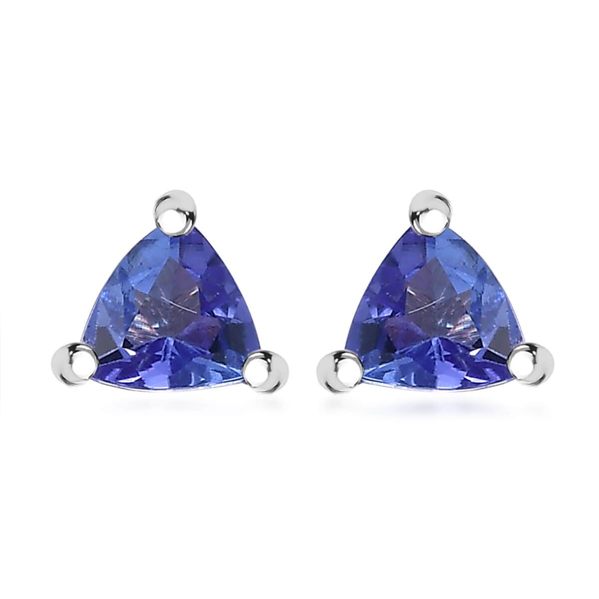 AAA Tanzanite, White Zircon Stud Earrings, Trilogy Ring (Size 5.0), Pendant Necklace (20 Inches) in Rhodium Over Sterling Silver 1.60 ctw image number 7