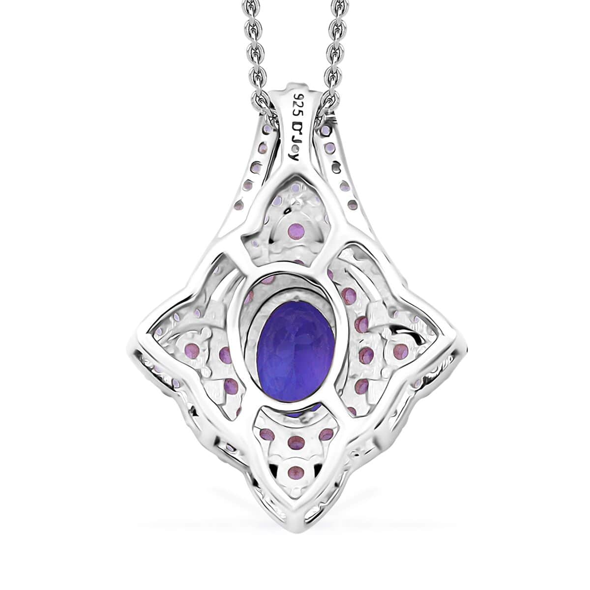 Tanzanite and Multi Gemstone 2.35 ctw Majestic Floral Pendant Necklace in Rhodium Over Sterling Silver 20 Inches image number 4