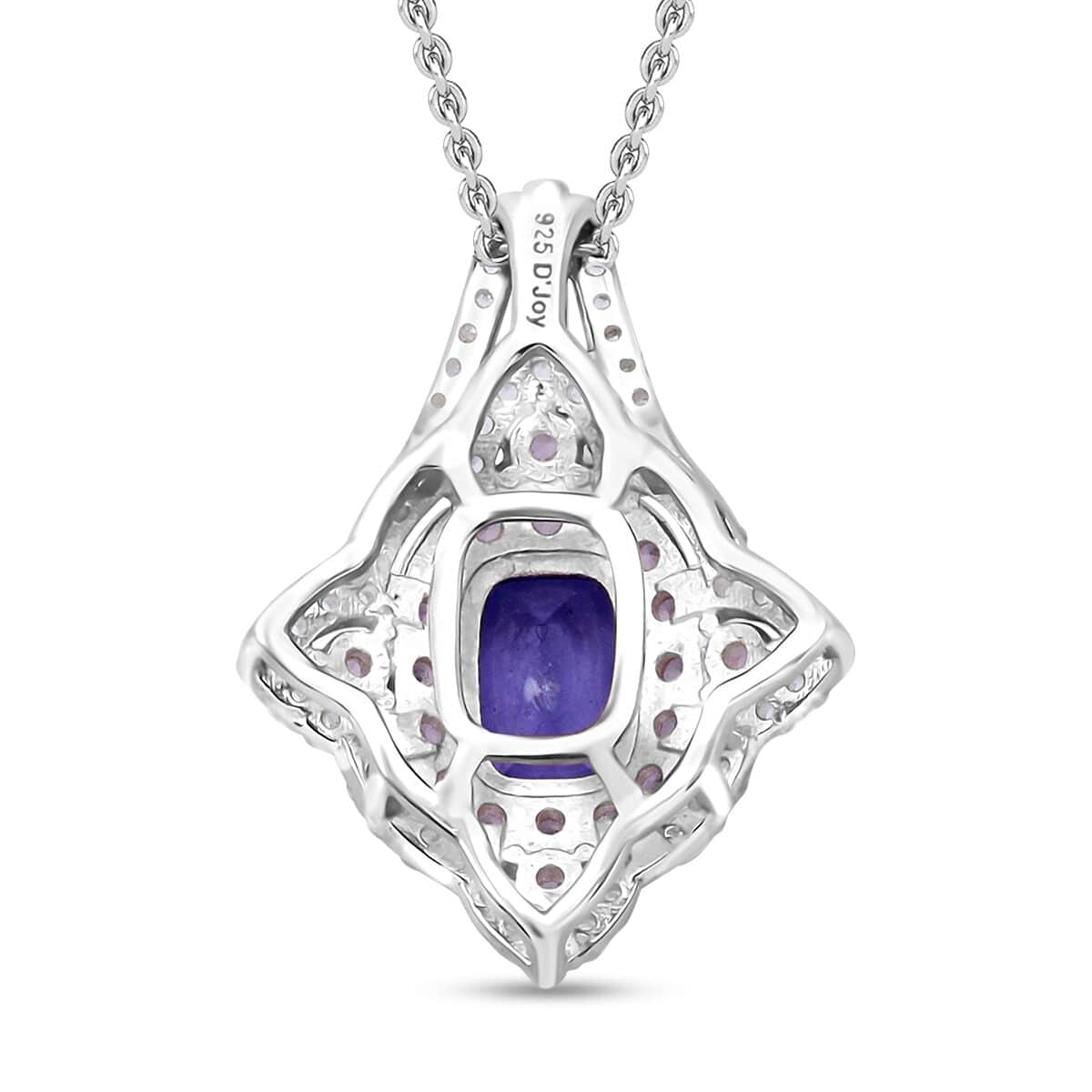 Tanzanite and Multi Gemstone 2.60 ctw Majestic Floral Pendant Necklace in Rhodium Over Sterling Silver 20 Inches image number 4