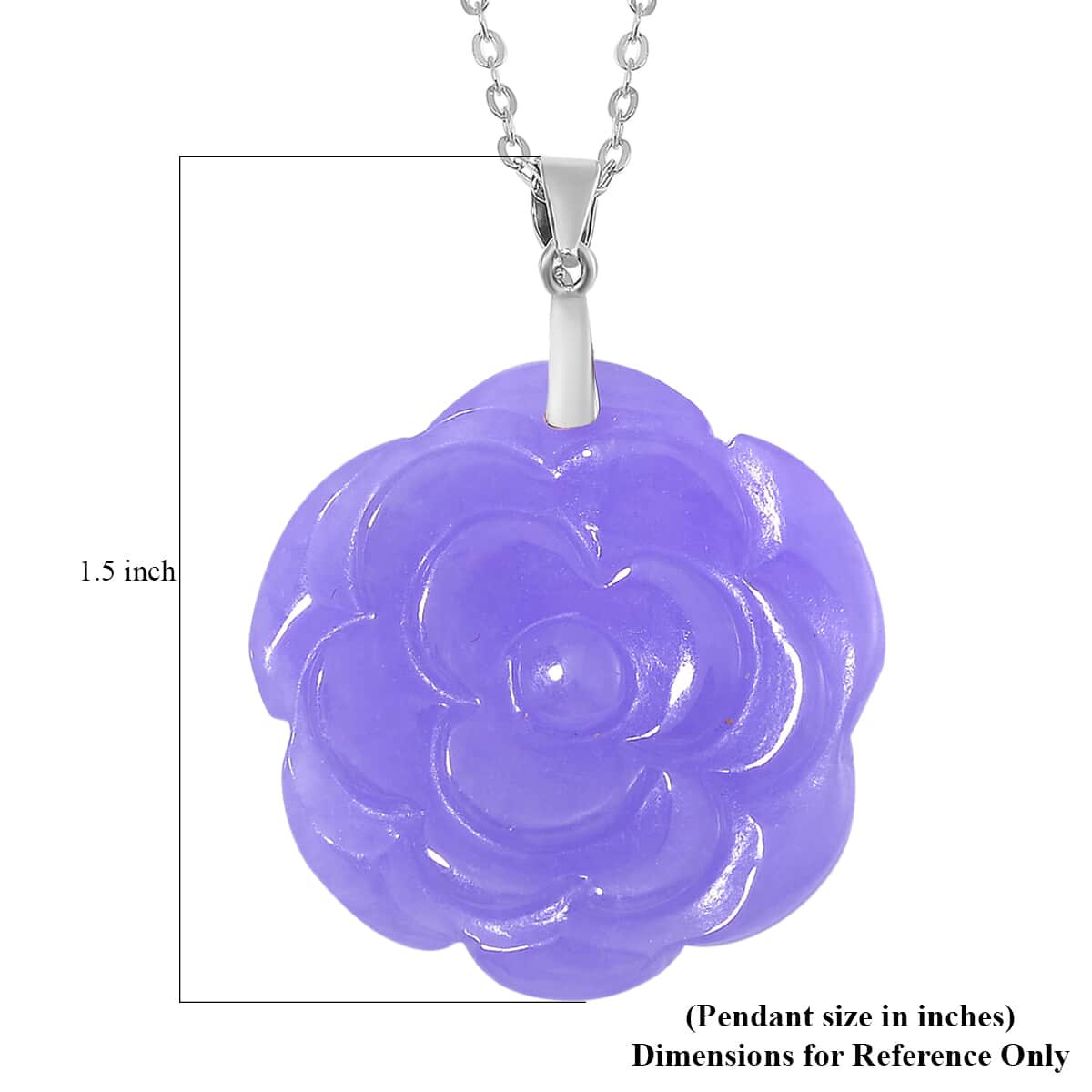 Purple Jade (D) 40.00 ctw Carved Rose Floral Pendant Necklace in Rhodium Over Sterling Silver 18 Inches image number 5