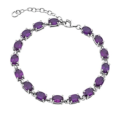 African Amethyst and White Topaz 16.50 ctw Bracelet (7.0-8.50In), Ring (Size 5.0), Stud Earrings and Pendant without Chain in Rhodium Over Sterling Silver